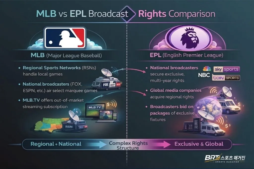 MLB와 EPL 스포츠중계 권리 구조 비교