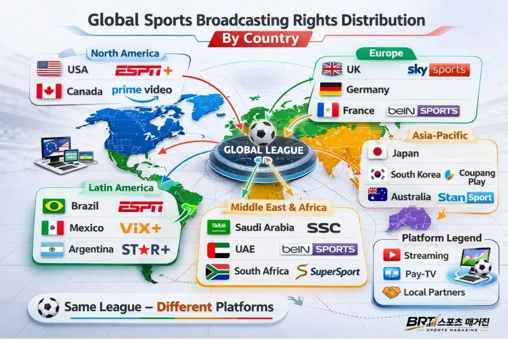 국가별 스포츠중계 권리 분산 구조와 해외축구중계 플랫폼 차이