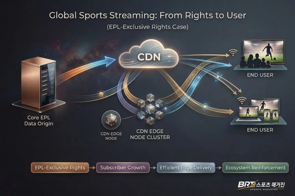 스포츠중계 CDN 분산 구조와 엣지 노드 연결 다이어그램 설명
