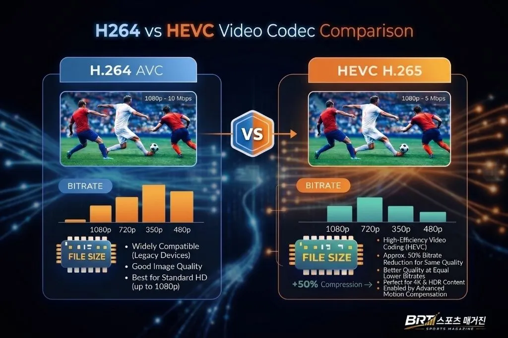 H.264와 HEVC 영상 코덱 비교 구조
