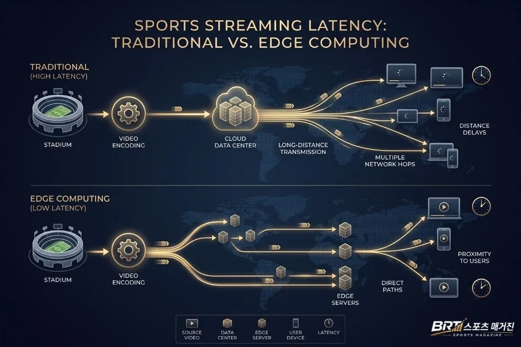 스포츠중계 지연 발생 과정과 Edge Computing 전송 구조