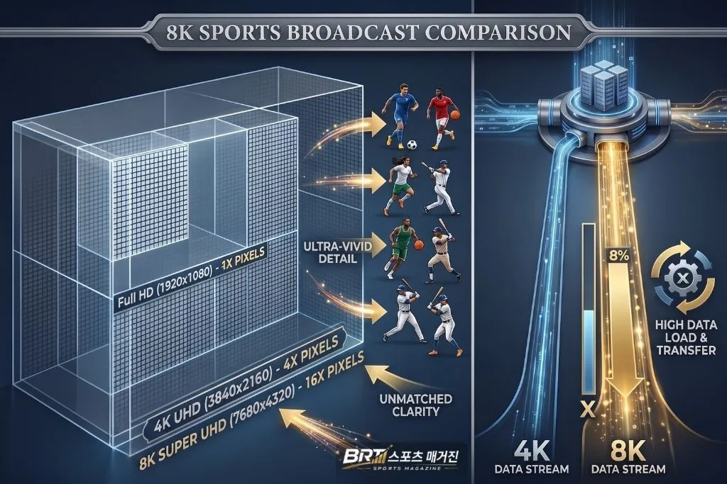 8K 스포츠중계와 4K 스포츠중계 화질 차이